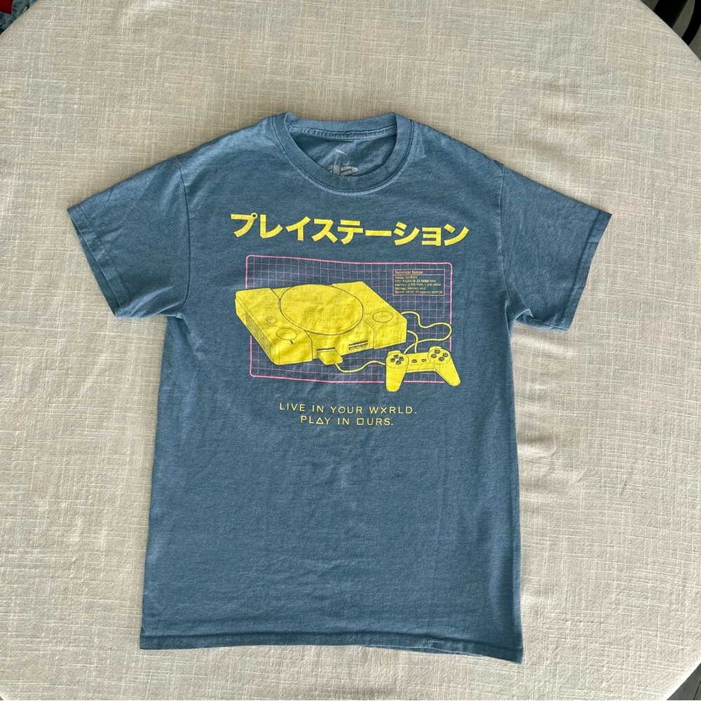 PlayStation Graphic Tee adult Small Retro PS1 Console Shirt Sony Gaming